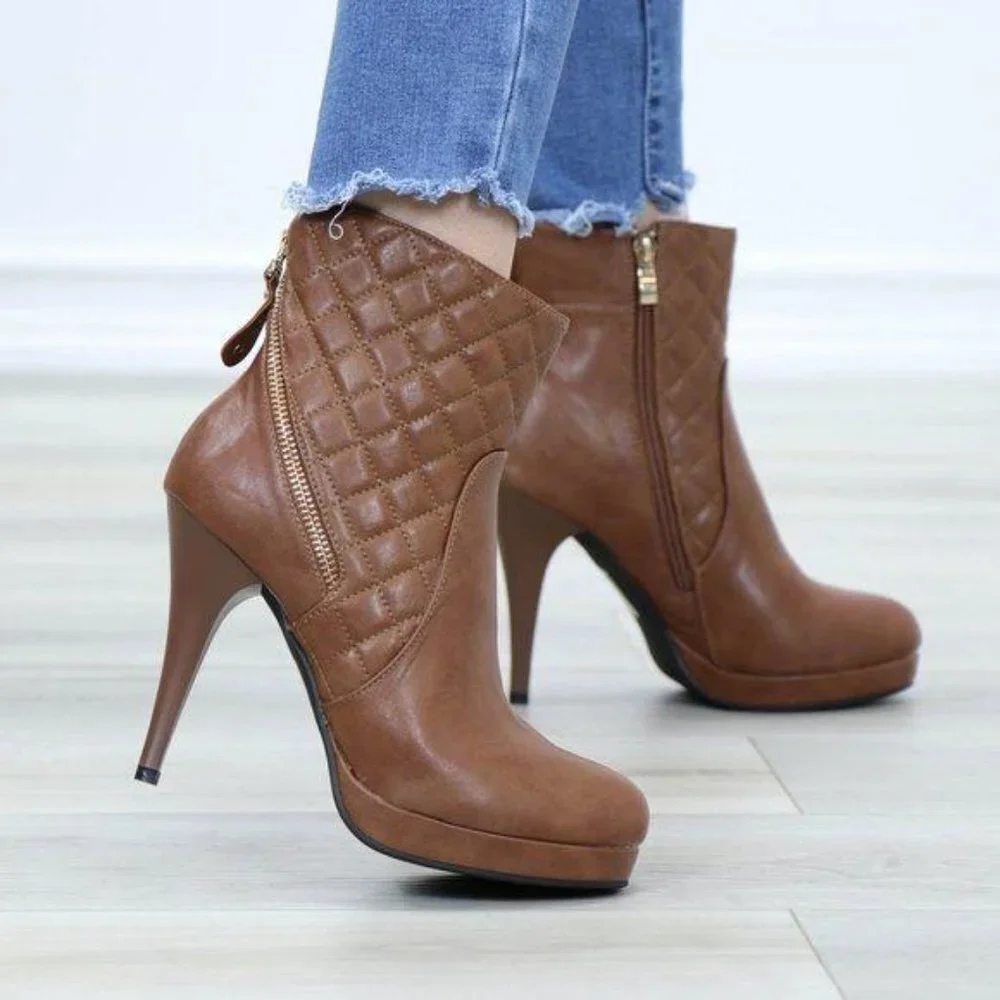 Platform High Heel Ankle Boots Fur inside - Picture 12 of 15